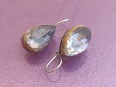 RARE Rock Crystal Silver Earrings, Vintage Very Big Rock Crystal Silver Earrings