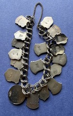 VTG Silver 18 European Travel Charm Bracelet Enamel Shields Flags – 800/900/925