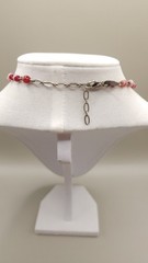 Vtg Bonnie J Beaded Statement Necklace Red Glass Medallion Pendant Silver Tone