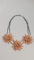 MCM Peachy Pink Large Triple Floral Statement Necklace