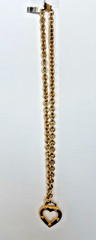 Vintage Erwin Pearl Gold Tone Chunky Heart Curb Link Chain Necklace