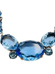 Vintage Blue Glass Rhinestone Necklace Signed Frances Hirsch Beautiful 16″