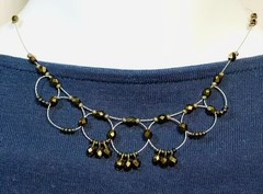 Robert Rose Choker Necklace Wired Bronze Metallic Beads Dainty Chic Minimalist