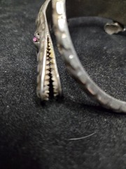 ANTIQUE 925 STERLING SILVER ALLIGATOR CUFF BRACELET ARM BRACELET 2.48 OZS