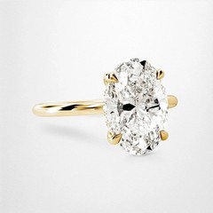 14K Yellow Gold Finish Lab Grown Diamond Engagement Ring Oval Cut 2.65 Ct