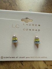 NEW Lauren Conrad Gold Tone Ice Cream Cones Stud Earrings Beautiful