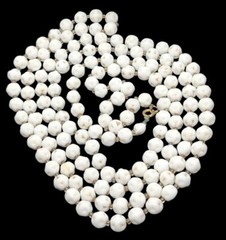 Vintage Czech Signed White Glass Necklace Neiger? Faceted 56in Long