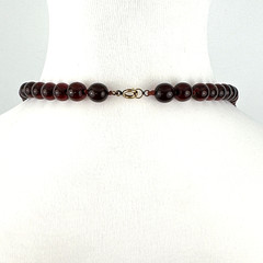 CHERRY amber bakelite necklace – 29″ & 116 grams of 19mm 10mm clear red beads