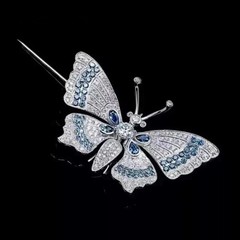 3Ct Round Cut Real Moissanite Butterfly Brooch Pin Pendant 14K White Gold Plated