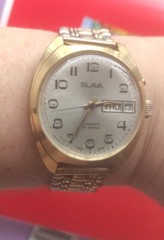 Vintage automatic wristwatch Slava made in USSR Russian watch gold plated
