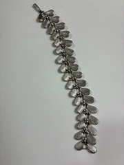 Vintage Crown Trifari brushed silver tone Petal Link bracelet 7 1/2 inches.