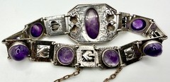Antique Arts & Crafts 1908-1910 THEODOR FAHRNER Amethyst 935 Sterling Bracelet