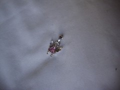 VTG 1970s STERLING SILVER STAMPED 925 ANGEL PINK CZ BIRTHSTONE SLIDE PENDANT