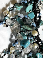 Turquoise Chip Beads Artisan Cluster Boho Waterfall Necklace Coastal Cowgirl