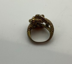 Vintage Knotted Rope Nautical Coastal Ring Antique Gold Tone Sz 6.5