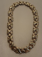 Vintage Mid Century Jewelry Set – Gold Tone X and O Choker Necklace & Bracelet