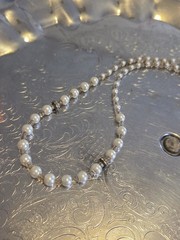 vintage eyeglass chain necklace Pearl And Clear Beads