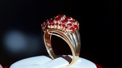 10k yellow gold ring 1.40ct natural, treated ruby size 8 vintage 4.27gr N3724