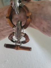 70’s Rare Vintage Gucci Bamboo Links Sterling Connector Toggle CLASP BRACELET 9″