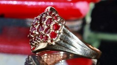 10k yellow gold ring 1.40ct natural, treated ruby size 8 vintage 4.27gr N3724