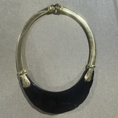 Vintage MONET 1980s Black Molded Lucite Swirl bib Deco Statement Runway Collar