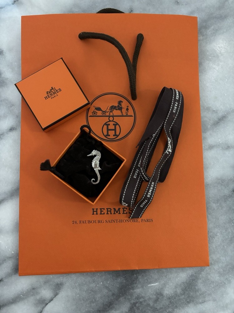 100% Authentic Hermes Seahorse Brooch /Pin -Silver