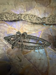 Vintage 900 Silver Bracelet And 800 Brooches