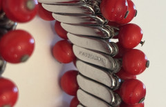 Vintage signed Japan cherry red bead expandable bracelet
