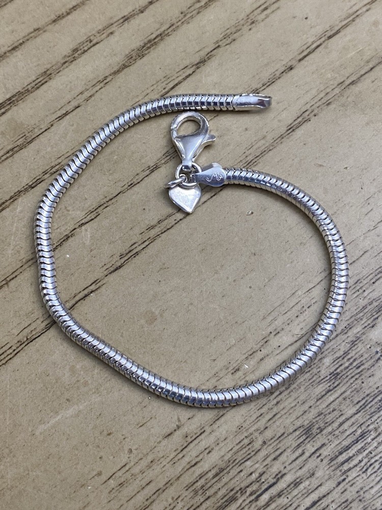 Michael Anthony Sterling Silver 925 Snake Bracelet for Beads Charms 7.5 Inches