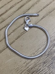 Michael Anthony Sterling Silver 925 Snake Bracelet for Beads Charms 7.5 Inches