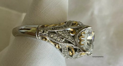 Victorian Vintage 3Ct Princess Cut Diamond Women’s Ring 14K Two Tone Gold Plated