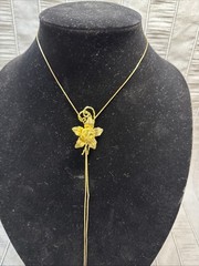 Bolo Type Sliding Gold Toned Flower Necklace Chain, Vintage
