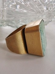 Vintage Huge Heavy Nephrite Jade Statement Ring Sz 9.5 Vermeil Sterling Silver