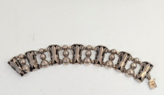 Vintage Taxco Mexico 925 Sterling Silver Modernist Bead Panel Bracelet 40g
