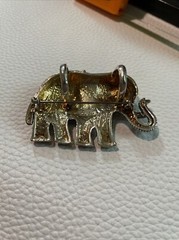 Vintage Silver & Goldtone ELEPHANT Brooch/Pin or Pendant Signed BEST-Rare
