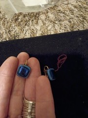 Women Square Blown Glass Blue Clip-on Earrings