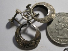 VINTAGE LOT OF 3 STERLING SILVER 925 Stone Pearl filigree SCREW BACK EARRINGS