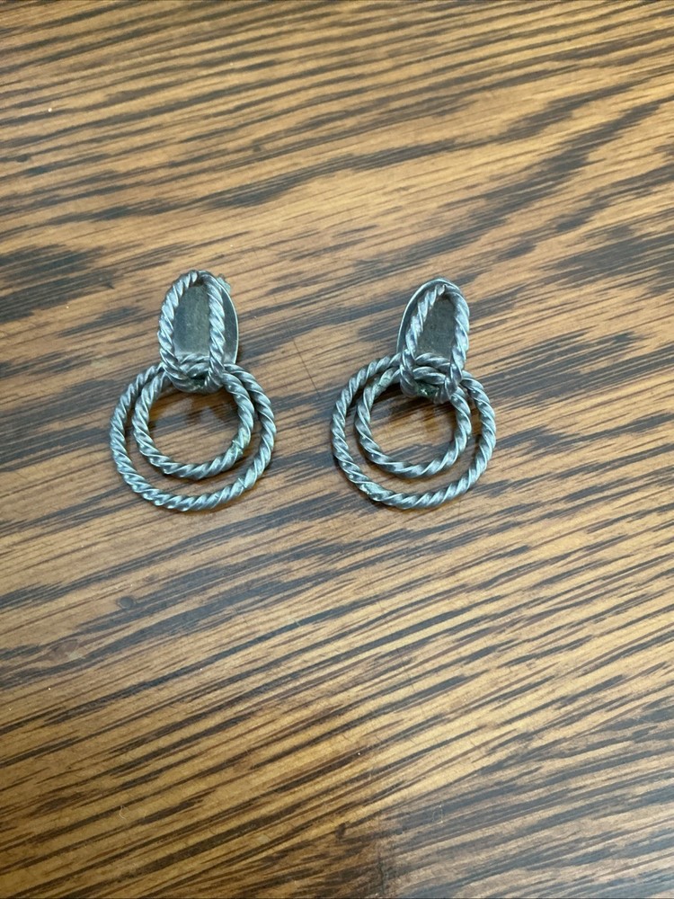 Vintage 925 Sterling Silver Double Twisted rope Drop Earrings
