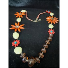 Joan Rivers Orange and Cream Boho Floral Statement Necklace 1709