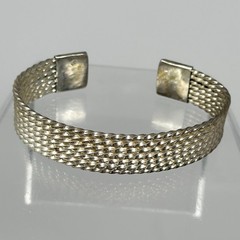 Vintage Bohemian Sterling Silver 925 Italy Woven Open Cuff Bracelet 7.75” 25g