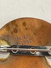 Vintage MEAB Ireland Enamel Copper Brooch Abstract Mid Century Modern Pin