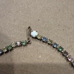 White Milk Glass Rhinestone Pastel Pink Green Blue Yellow Necklace
