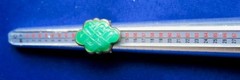 Vintage Hong Kong Sterling 925 Carved Green Jade Endless Knot Ring Shou Ji Sz 6