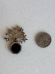 Vintage 925 Sterling Silver Marcasite Black Onyx Topiary Tree Pin – 1 3/4″ Long