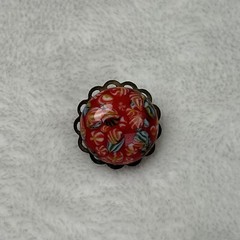 Vintage Murano Style Glass Millefiori Domed Round Button Clip Earrings Chrty