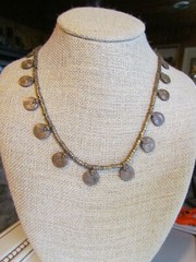 Medallion Necklace COPPER Statement BEADED Drawstring Adjustable Vintage 28 in