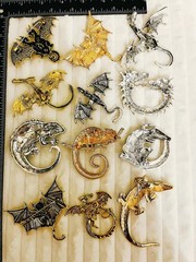 Vintage Style Dragon & Reptile Brooch Lot 12 Rhinestone, Enamel Bat, Lizard