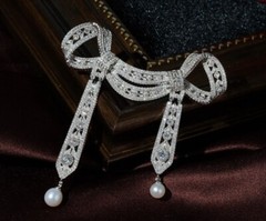 Sterling Silver 925 Gold Plated Pearl Brooch Wedding Vintage ArtDeco Butterfly