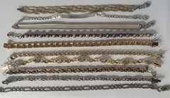 Vtg Sterling Silver Gold Tennis & Chain Bracelets Lot of 10 Diamond CZ Topaz