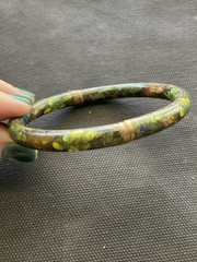 vintage Chinese cloisonne enamel bangle bracelet Hinged Green Floral